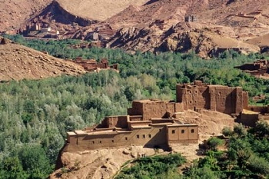 Dades Gorge Morocco Traditional Houses and Concrete Construction Canvas Art - Charles O Cecil DanitaDelimont (18 x 12)
