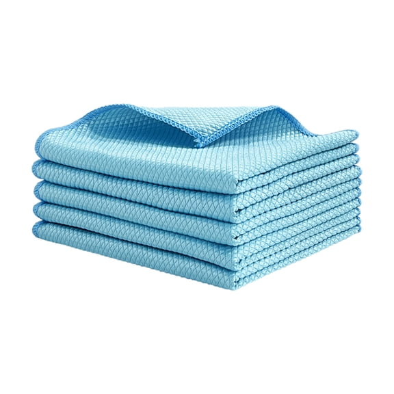Dadiaei 2 Pack Thick Microfiber Cleaning Cloths Kitchen Dishes Towels Highly Absorbent Reusable Scrubbing Pads for Dishes Counter Car Glass Furniture Cozy Home Decor for Living Room and Bedroom, Blue