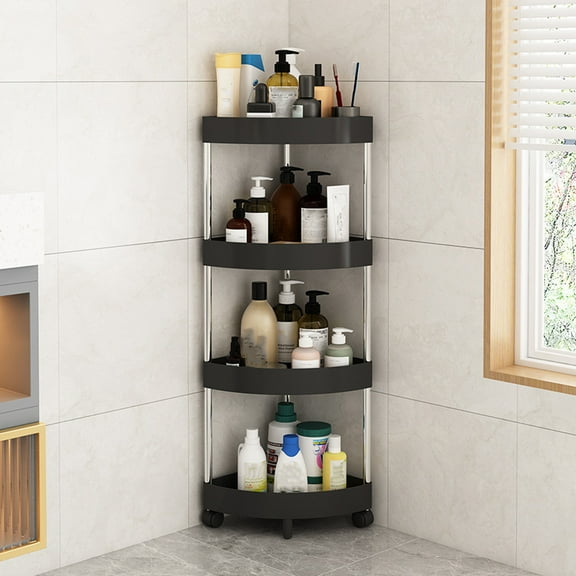 Dadiaei 4 Tier Corner Shelves for Living Room,Bedroom,Bathroom,Kitchen - Plastic Metal Splicing Storage Rack,Space-Saving Organizer,Durable Ground Cabinet for Home,Office,Shower (Organizador De Ducha)