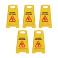 thumbnail image 1 of Dadiaei 5-Pack Caution Wet Floor Sign,1.02" Height,Bright Yellow Double-Sided Folding A-Shaped Frame Design, Slip the Warning Carefully, 1 of 6