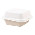 thumbnail image 1 of Dadiaei 50 Pack Compostable Clamshell Take Out Food Containers, 6 x 6 Inches Disposable To-Go Food Containers, Bagasse Bento Cake Box for Hamburger Sandwiches Chips, 1 of 5