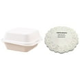 thumbnail image 1 of Dadiaei 50 Pack Compostable Clamshell Take Out Food Containers, 6 x 6 Inches Disposable To-Go Food Containers, Bagasse Bento Cake Box for Hamburger Sandwiches Chips, 1 of 6