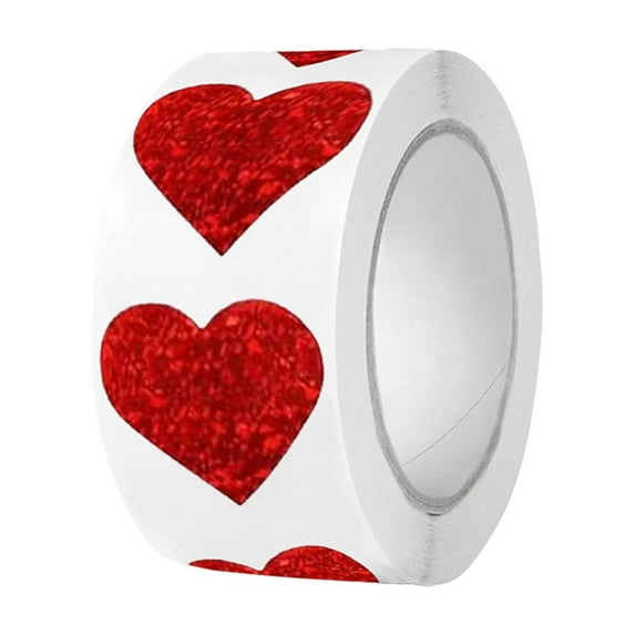 Dadiaei 500 Pack Heart Shaped Stickers 1.5 Inch Red Adhesive for Valentines Day Craft Gift Decoration Scrapbooking Bulk Roll