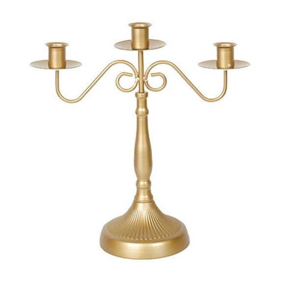 Dadiaei Candle Holders Vintage Metal Pillar Candlestick Holders, Elegant Brass Candle Stick Holders Decor Candelabra for Dining Table Centerpieces Wedding Home Decoration(12.6x11.8x5.1In)