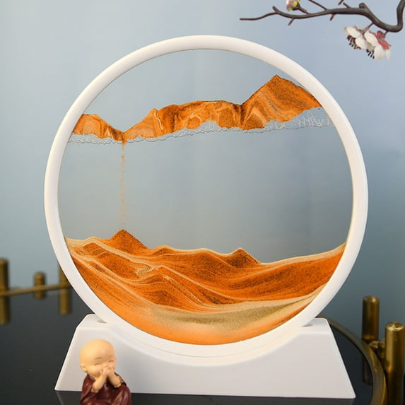 Dadiaei 3D Deep Sea Sand Art Moving Sand Picture, Round Glass Sandscapes in Motion, Large Desktop Art Toys for Adults & Kids, 7 Inch, Relaxing & Creative Decor
