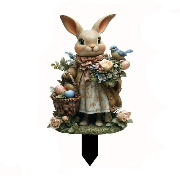 Dadiaei Easter Bunny Planter Stakes Bunny Planter Stakes Outdoor Decorations for Plant Pot Yard Decor Easter Party Decorations Supplies Prop Spring Lawn Decor