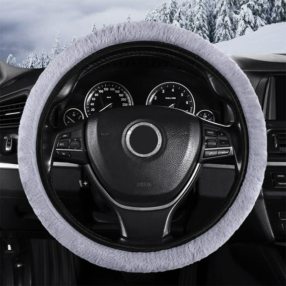 Dadiaei Fluffy Car Steering Wheel Cover with Gear Shift Cover - Soft, Warm, Non-Slip Car Accessories for Women and Girls, Direct Fit, Furry Design for Comfort and Style