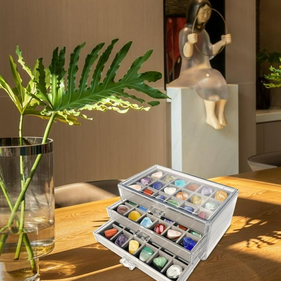 Dadiaei Jewelry Organizer Box Fine Jewelry Storage 3 Layer Flannel Drawer Multi-purpose Earrings Ring Necklace Jewelry Box Meticulous Classification Elegant Storage 2 Colors