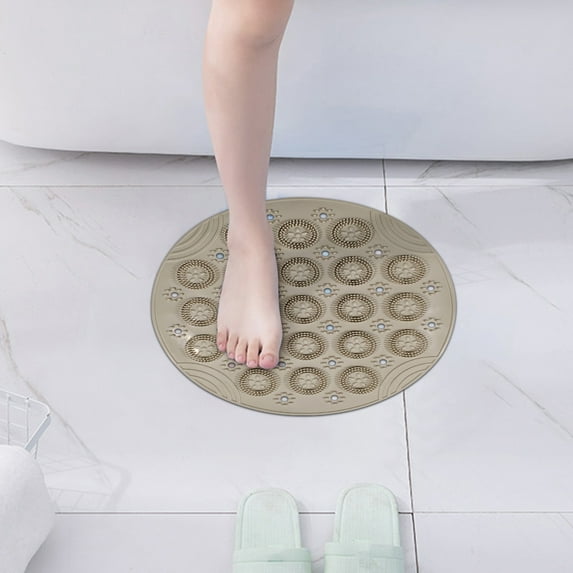 Dadiaei Non Slip Shower Mat with Drain Hole, Textured Surface Round Bath Mat for Shower Stall, Anti Slip Bathroom Floor Mat for Showers, Durable & Comfortable Design