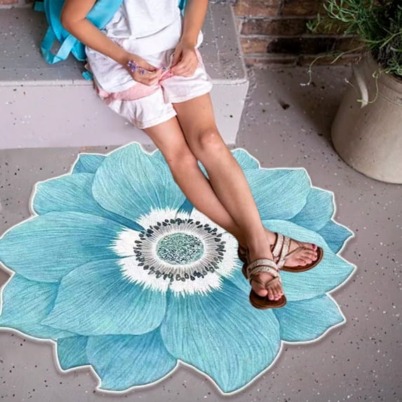 Dadiaei Peony Floral Round Rug - Plush Fluffy Non-Slip Shaggy Bath Mat for Bedroom, Kitchen, Bathroom, Living Room, Floral Area Rugs, Soft Floor Mat for Home Decor