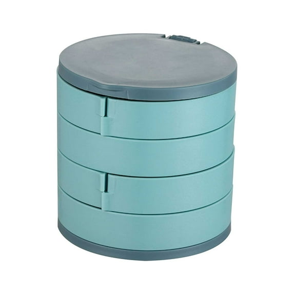 Dadiaei Rotating Jewelry Organizer Box for Women - 4-Layer Mirror Jewelry Storage with Lid, Earring Holder, Necklace & Bracelet Tray, Compact Jewelry Box for Travel & Home Accessories