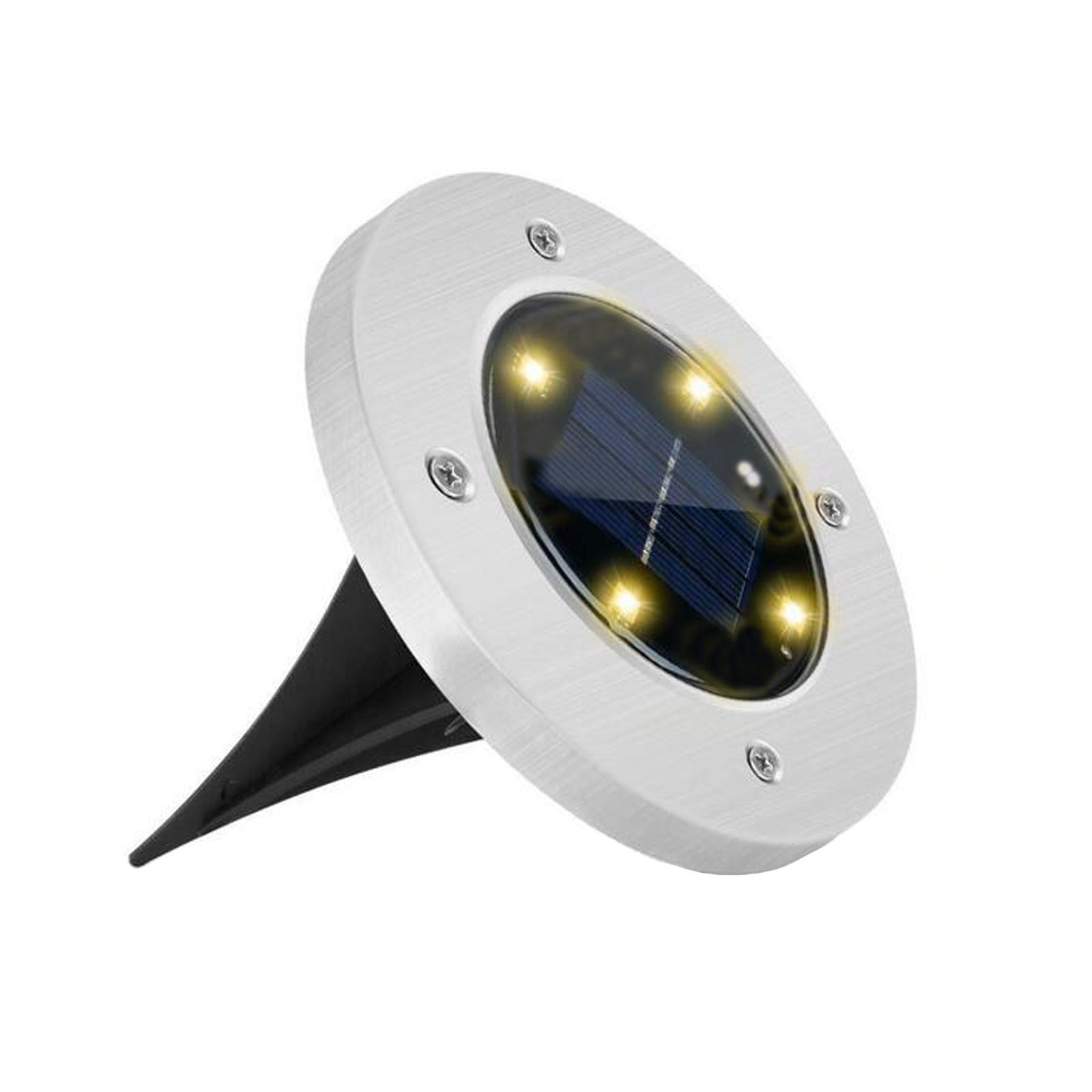 Solar Ground Lights 8 LED - Upgraded Waterproof Outdoor Lights For Lawn, Pathway, Driveway (Warm White)