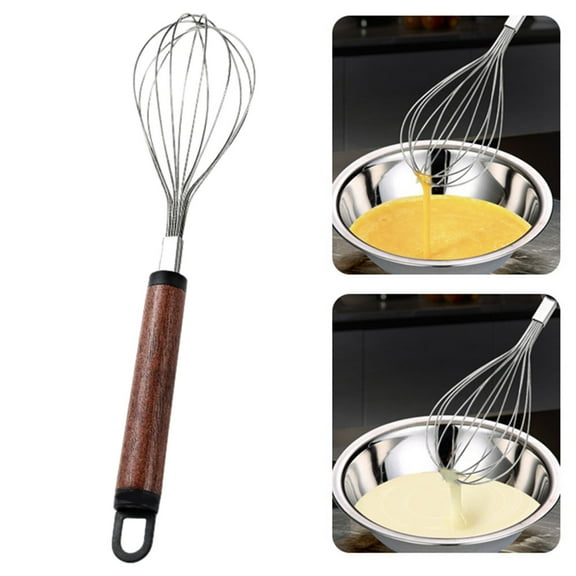 Dadiaei Stainless Steel Whisk with Wooden Handle, Durable Kitchen Utensils for Baking & Cooking, Heat-Resistant Whisk & Spatula Set, Essential Kitchen Gadgets for Mixing, Whisking & Stirring