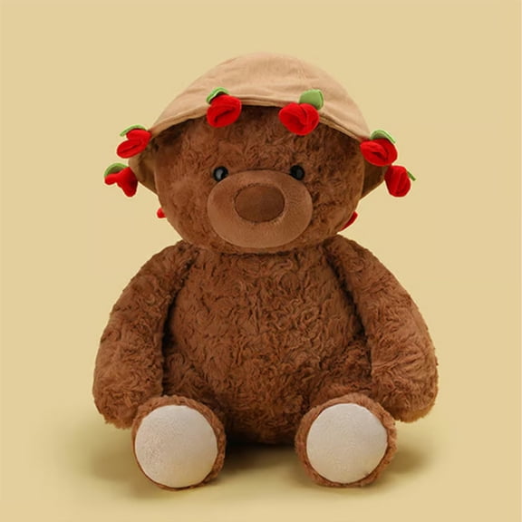 Dadiaei Cute Teddy Bear Plush Toy with Red Rose for Valentines Day Gift and Keepsake Soft Stuffed Animal Small Size for Travel and Display Symbolic Present for Holiday and Romance