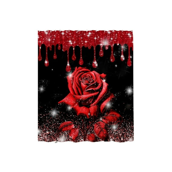 Dadiaei Heart Rose Digital Print Shower Curtain for Valentines Day Bathroom Decor Waterproof Polyester with Grommets and Hooks Romantic Design for Holiday and Home Ambiance