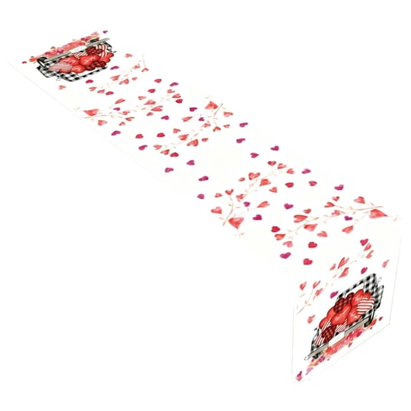 Dadiaei Heart Valentine's Day Table Runner, Hearts Love Anniversary Holiday Kitchen Dining Table Decoration for Home Party Indoor 71x12in