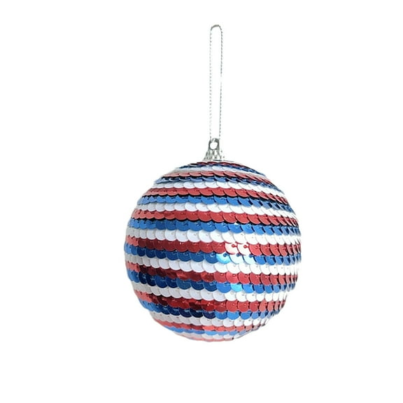 Dadiaei Independence Day Hanging Ball Memorial Day Sequin Hanging Ball Ornament 4th of July Red White Blue Tree Decorations for Memorial Day Veterans Patriotic USA Themed Party Supplies