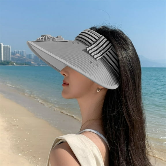 Dadiaei Outdoor Wide Brim Sun Hat with 1 Solar Fan Sun Bucket Hat USB Rechargeable Hat for Men Women For Gardening Outdoor Sports Running