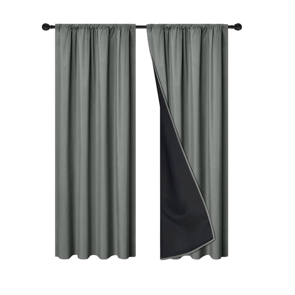 Dadiaei Polyester Pongee Rod-Pull Light-blocking Curtains Living Room Sun-Blocking Curtains Heat-Insulating and Soundproof Curtains