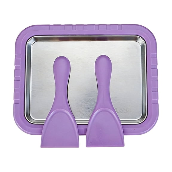 Dadiaei Rolled Ice Cream Maker Kit with 2 Scrapers Stainless Steel Tray for Homemade Dessert Family Activity No Electricity Required Food Safe 20ml Capacity