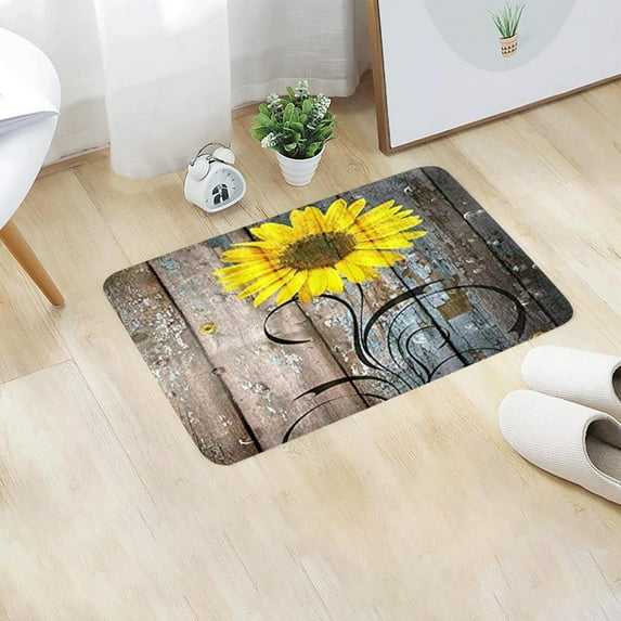 Dadiaei Rustic Sunflower & Bees Doormat,Farmhouse Floral Front Door Rug,Decorative Indoor/Outdoor Entryway Mat for Kitchen,Bathroom,Bedroom,Patio,Durable & Non-Slip Floor Mat,My Sunshine Design