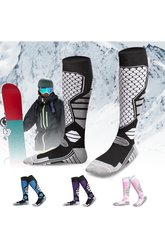 Ski Socks for Men and Women Thickened Warm Winter Socks Moisture Wicking Odor Resistant High Top Design for Snowboarding Skiing and Outdoor Sports Cushioned Arch Support