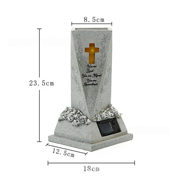 Dadiaei Solar Cemetery Vase Memorial Decoration for Grave Flower Arrangement Weather Resistant Outdoor Monument Vase for Human Pet Graves Durable Grave Marker Accessory