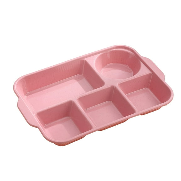 Dadiaei Unbreakable Divided Plates, 5 Compartments Plastic Sectional Dinner Plates Portion Control Plate Plastic Cafeteria Lunch Tray for Adult, Microwave & Dishwasher Safe,12.79x8.66x1.57 In