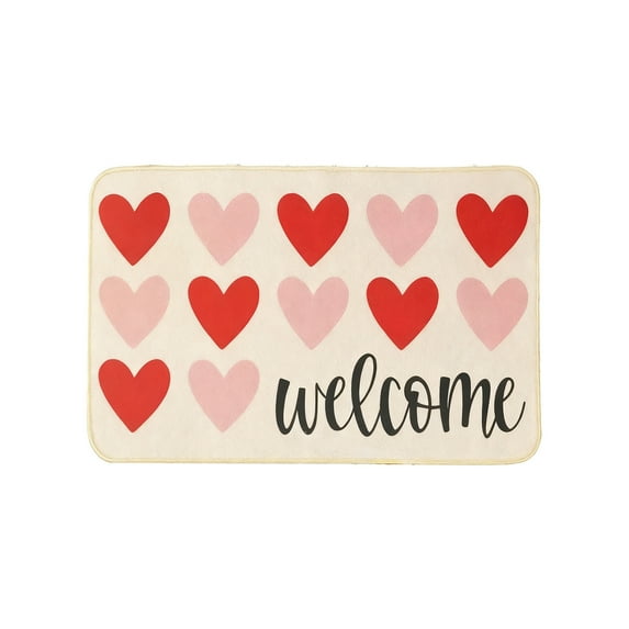 Dadiaei Valentine's Day Door Mat Romantic Heart Pattern Welcome Mat Non-Slip Entrance Door Rugs for Indoor Outdoor Home Bathroom Decor, 15.7x23.6 In