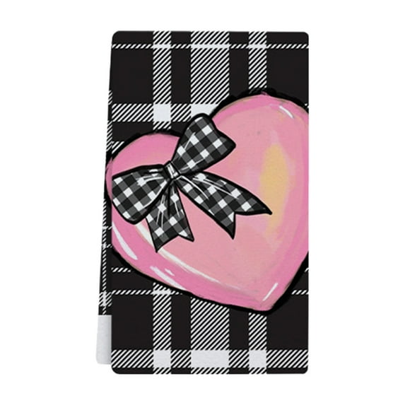 Dadiaei Valentine's Day Kitchen Towel Red Hearts Dish Towels 23.6x15.8 Inch Love Heart Hand Drying Tea Towel for Wedding Anniversary Cooking Baking