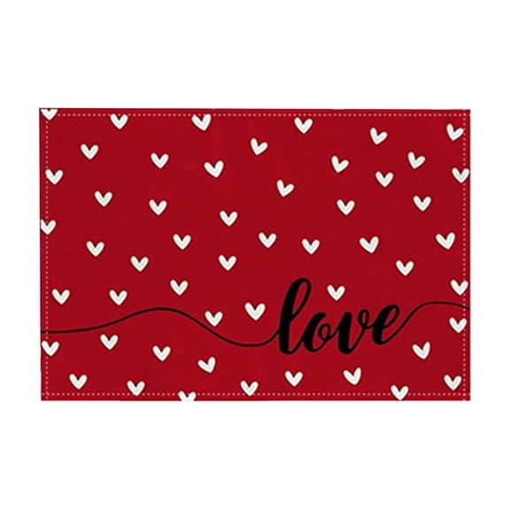 Dadiaei Valentines Day Themed Polyester Placemat Set for Party and Dining Decor Colorful Heart and Bow Print for Table Setting Stain Resistant and Easy Clean Gift for Holiday Celebration