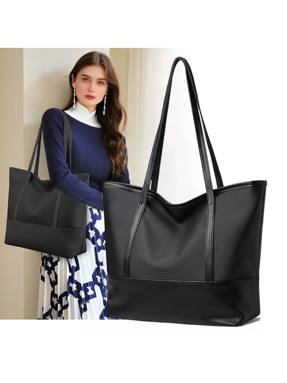 Vintage Genuine Leather Tote Bag for Women, Oversized Shoulder Bag, Vegan Leather Handbag, Casual Zipper Work Purse, Weekender Hobo Shopper Bag, Travel Tote Purse, Durable & Stylish Design