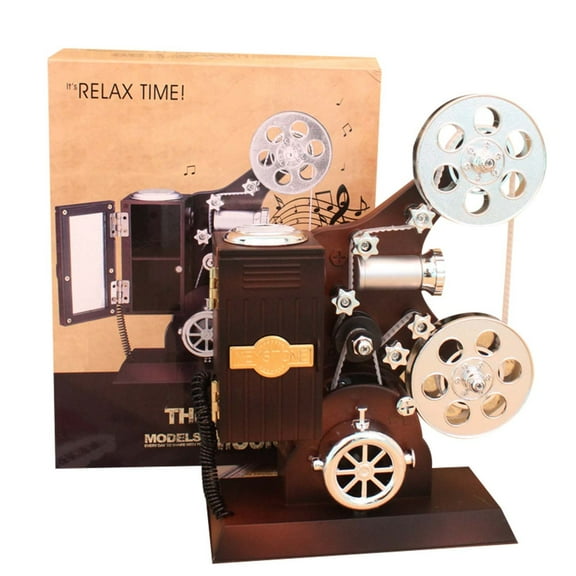 Dadiaei Vintage Movie Projector Music Box Film Reel Decorative Ornament with Mirror Unique Gift