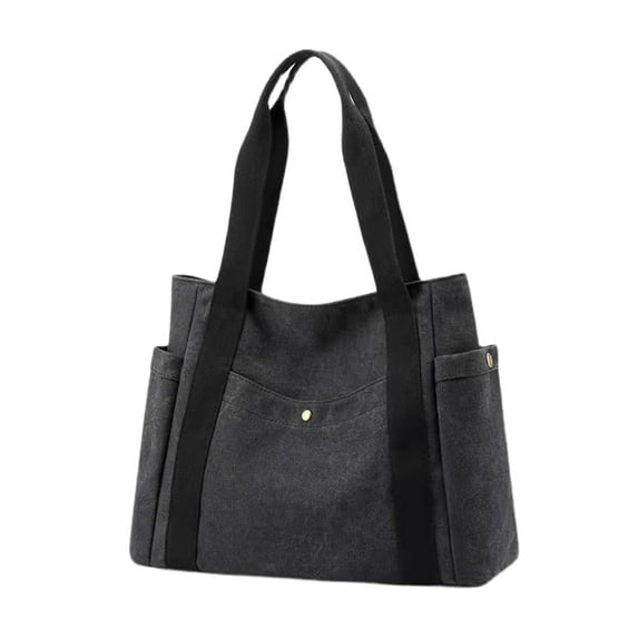 Dadiaei Women's Canvas Tote Handbags Multi-pocket Retro Casual Shoulder Bag Top Handle Satchel Tote Purse, for Teacher Nurse Work (15.35x5.51x21.65 In)