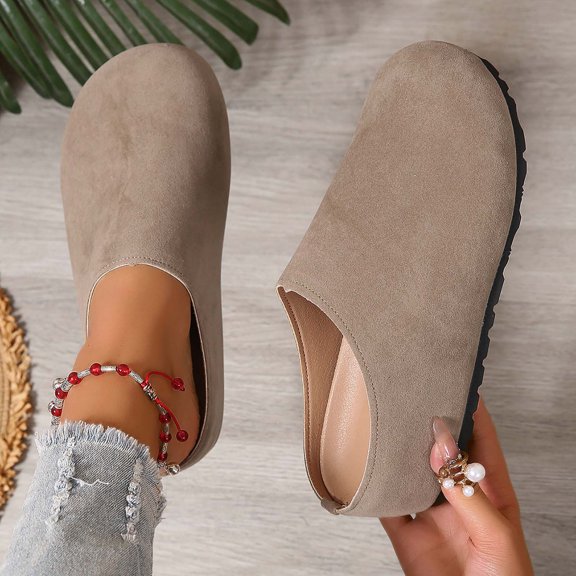 Dadiaei Women's Casual Velvet Mule Slippers Flat Soft Sole for Home and Errands Easy Slip On Comfortable Shoe In Multiple Sizes Fall Winter Wear