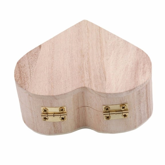 Dadiaei Wooden Heart Shaped Jewelry Box Natural Wood Keepsake Storage for Rings Earrings Anniversary Gift Romantic Decorative Organizer Small Travel