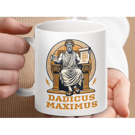 Dadicus Maximus Mug, Funny Greek God Dad Joke Coffee Cup, Fathers Day Gift
