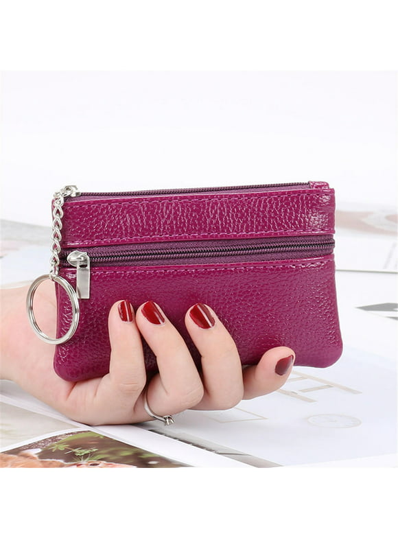 Dadiy Fashion Coin Purse Women Mini Change Purses Kids Coin Pocket Wallets Card Holder Zipper Pouch Card Holder Wallet(Purple)