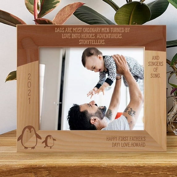 Dads Are Most Ordinary Men Turned By Love Into Heroes Adventurers Storytellers Personalized Wooden Frame-10" x 8" Brown Horizontal