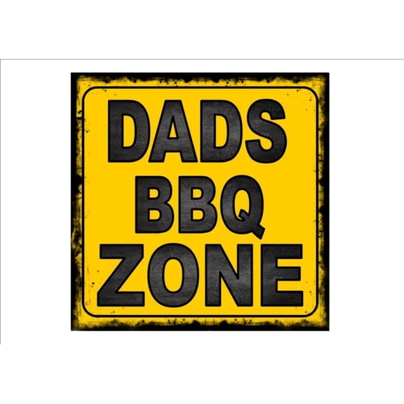 Dads BBQ ZONE SIGN Vintage Style BBQ Sign Barbecue Wall Plaque Sign Size: 8 inch x 8 inch