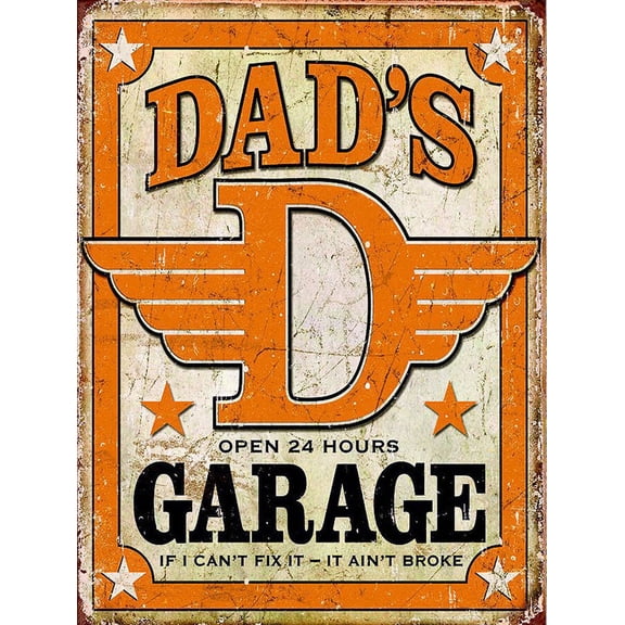 Dads Garage, retro vintage style metal sign/plaque man cave pub home bar Size: 8 x 12 Inch
