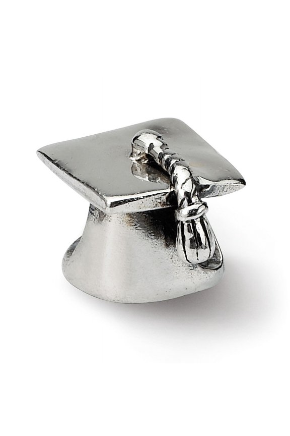 925 Sterling Silver Polished Oxidized Reflections Graduation Cap Bead Charm 8.18x8.18mm Wide Pendant Necklace for Women