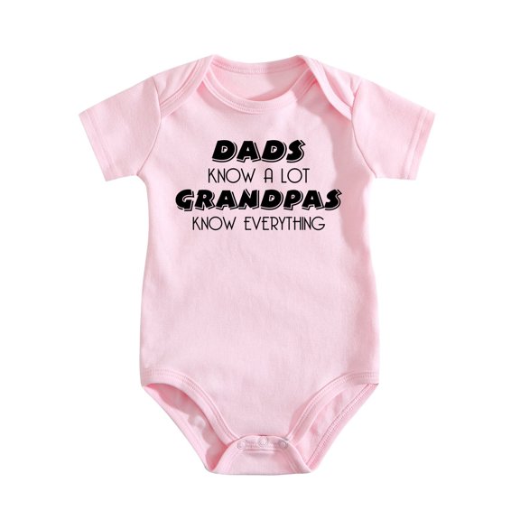 Dads Know A Lot, Grandpas Know Everything Baby Bodysuit Newborn Clothes Cute Boy Outfits Medium Pink-style-1 0-3M