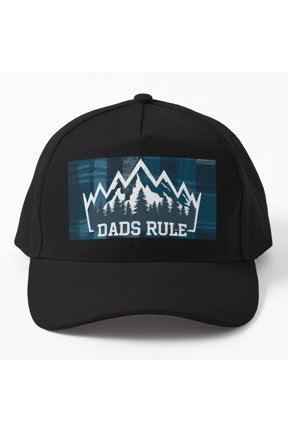 Dads Rule Flannel Baseball Hat, Father Family Statement Pattern Graphic Design, Classic Cap