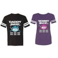 thumbnail image 1 of Dady Mama Shark Matching Couple Cotton Jerseys (Men Black / Women Purple) (Men S / Women XL), 1 of 3