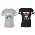 thumbnail image 1 of Dady Mama Shark Matching Couple Cotton Jerseys (Men Heather / Women Black) (Men S / Women S), 1 of 3