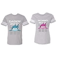 thumbnail image 1 of Dady Mama Shark Matching Couple Cotton Jerseys (Men Heather / Women Heather) (Men XL / Women M), 1 of 3
