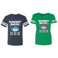 thumbnail image 1 of Dady Mama Shark Matching Couple Cotton Jerseys (Men Navy / Women Green) (Men XXL / Women XXL), 1 of 3