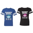 thumbnail image 1 of Dady Mama Shark Matching Couple Cotton Jerseys (Men Royal / Women Black) (Men S / Women S), 1 of 3