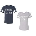 thumbnail image 1 of Dady Mommy Bear Unisex Couple Matching Cotton Jersey style T-Shirt Contrasting stripes on sleeves (Men Navy / Women Heather) (Men XXL / Women M), 1 of 3
